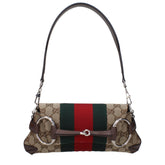 Gucci Small Horsebit Chain Shoulder Bag in GG Canvas