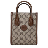 Gucci GG Supreme Mini Tote Bag in Beige and Brown Leather