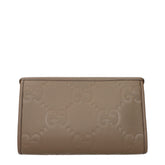 Gucci Women's GG Embossed Brown Leather Clutch