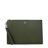 Gucci GG Marmont Fatigue Green Leather Pouch