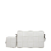 Bottega Veneta Women’s Maxi Intrecciato White Leather Bag with AirPods Pouch