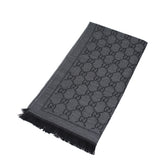 Grey GG Jacquard Pattern Knitted Scarf