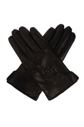 Dolce & Gabbana Men’s Black Lamb Leather Gloves with Embossed Logo