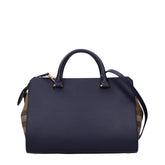Burberry Banwell Top Handle Bag – Blue & Beige Leather