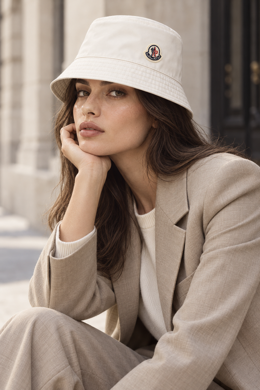 Moncler Beige/Marrone Polyester Hat — lifestyle