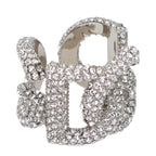 Dolce & Gabbana Crystal Logo Ring – Silver tone