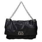 Balenciaga Large Monaco Tote Bag in Black Calf Leather with Chain Strap