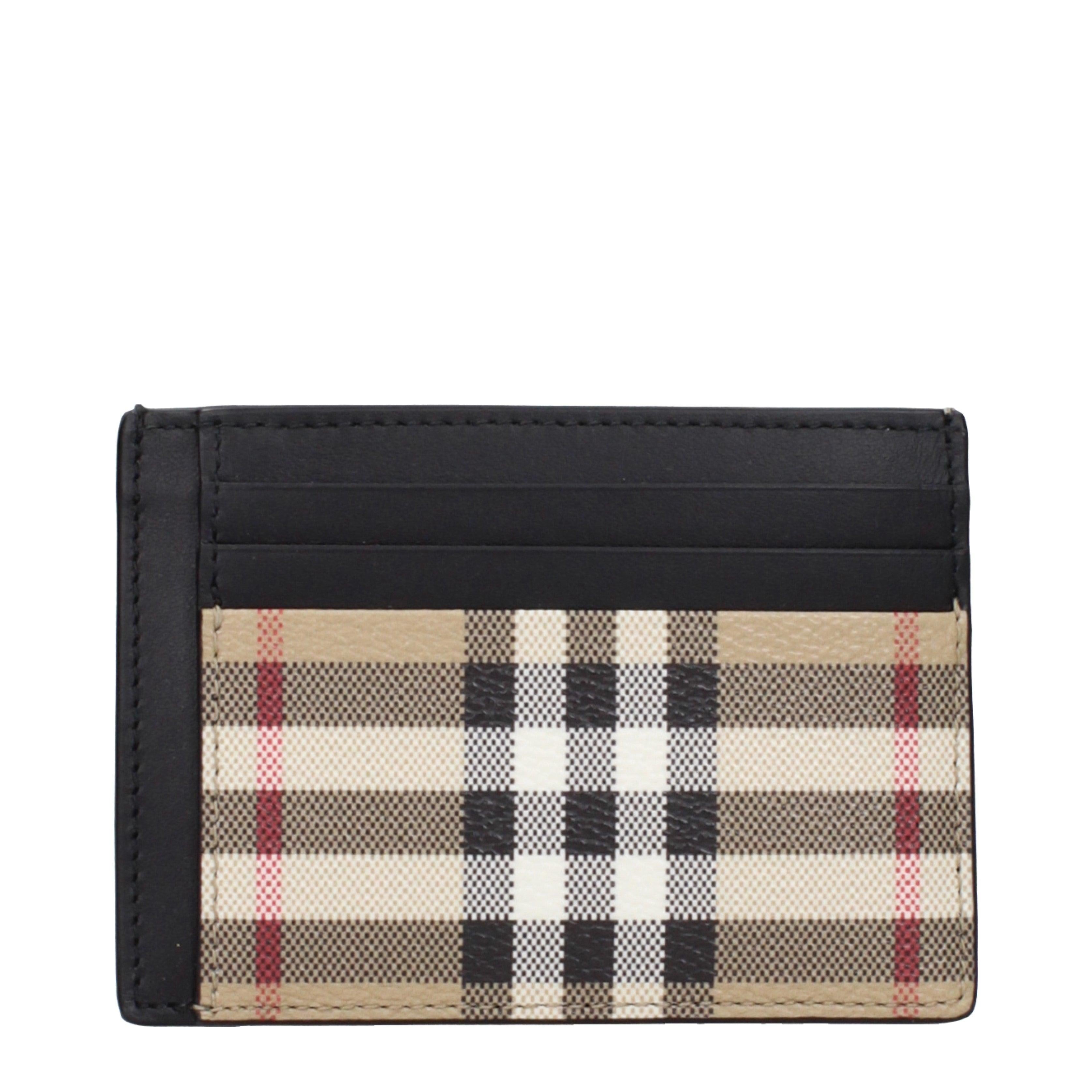 Burberry Beige Check Card Holder With Money Clip – Elegant Canvas & Leather Accessory Main image