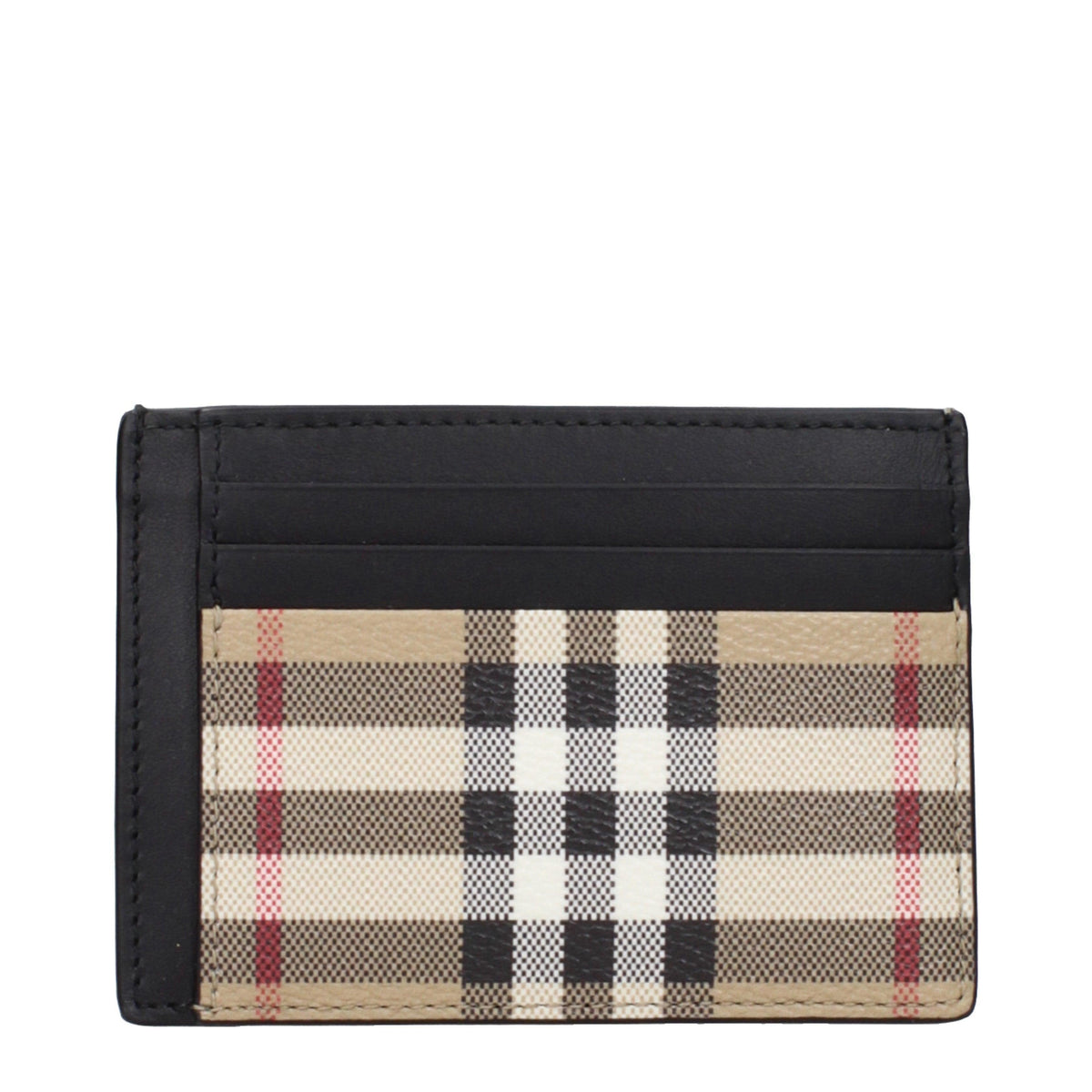 Burberry Beige Check Card Holder With Money Clip – Elegant Canvas & Leather Accessory