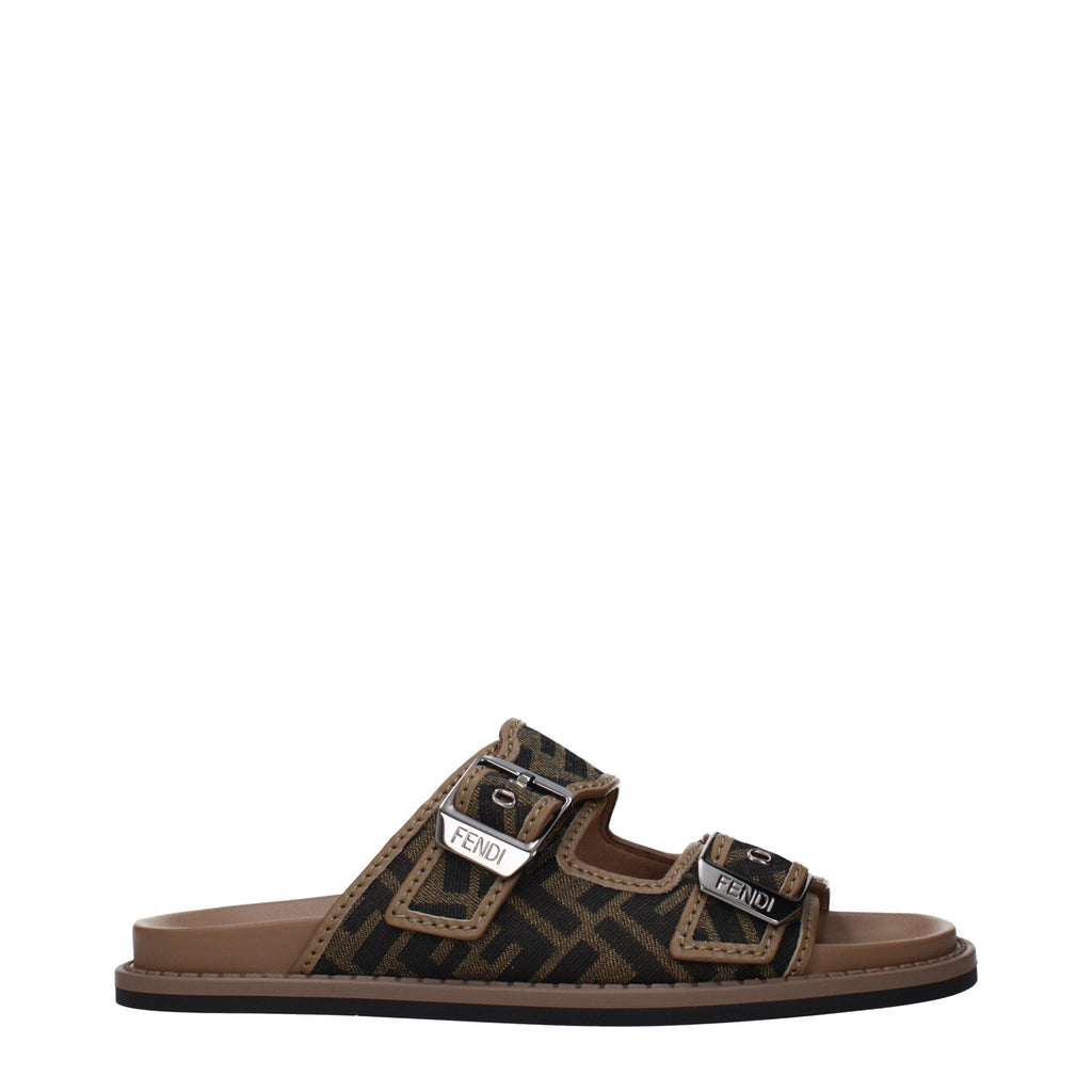 Fendi Men’s FF Mono Canvas & Leather Flip-Flops Marrone