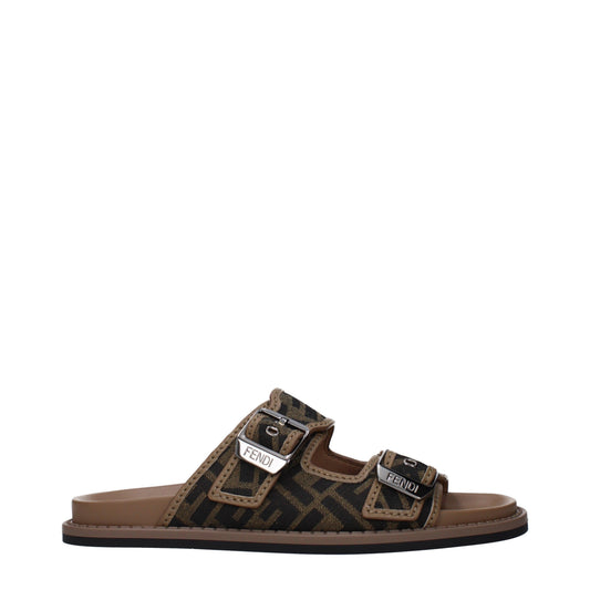 Fendi Men’s FF Mono Canvas & Leather Flip-Flops Marrone