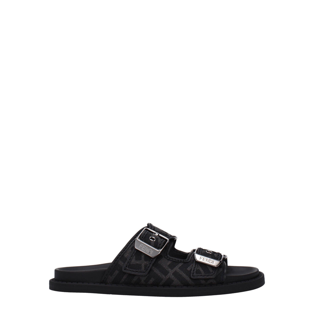 Fendi Men’s FF Mono Canvas & Leather Flip-Flops Nero