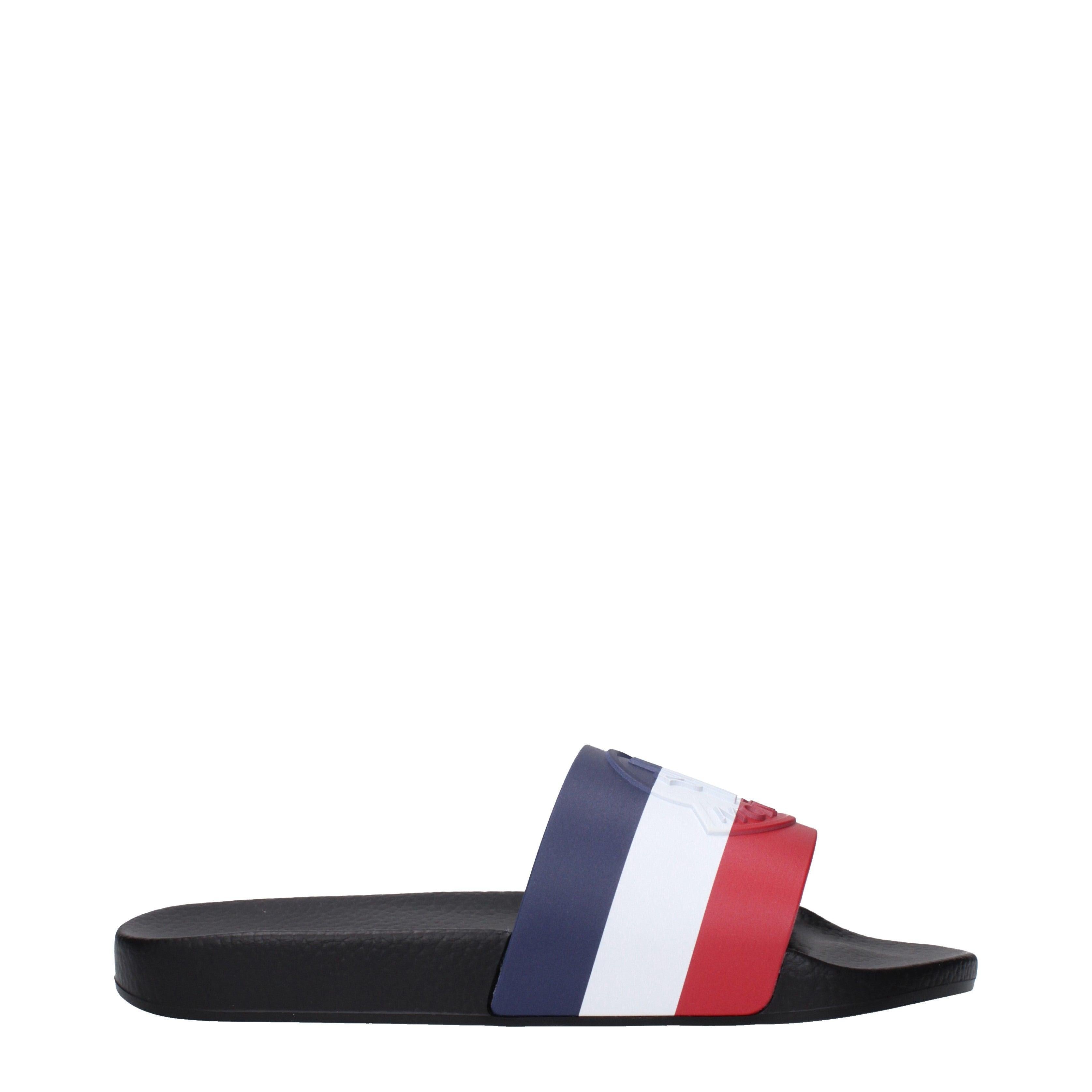 Moncler Men’s Logo Slide Slippers – Tricolor Rubber Pool Slides
