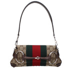 Gucci Small Horsebit Chain Shoulder Bag in GG Canvas