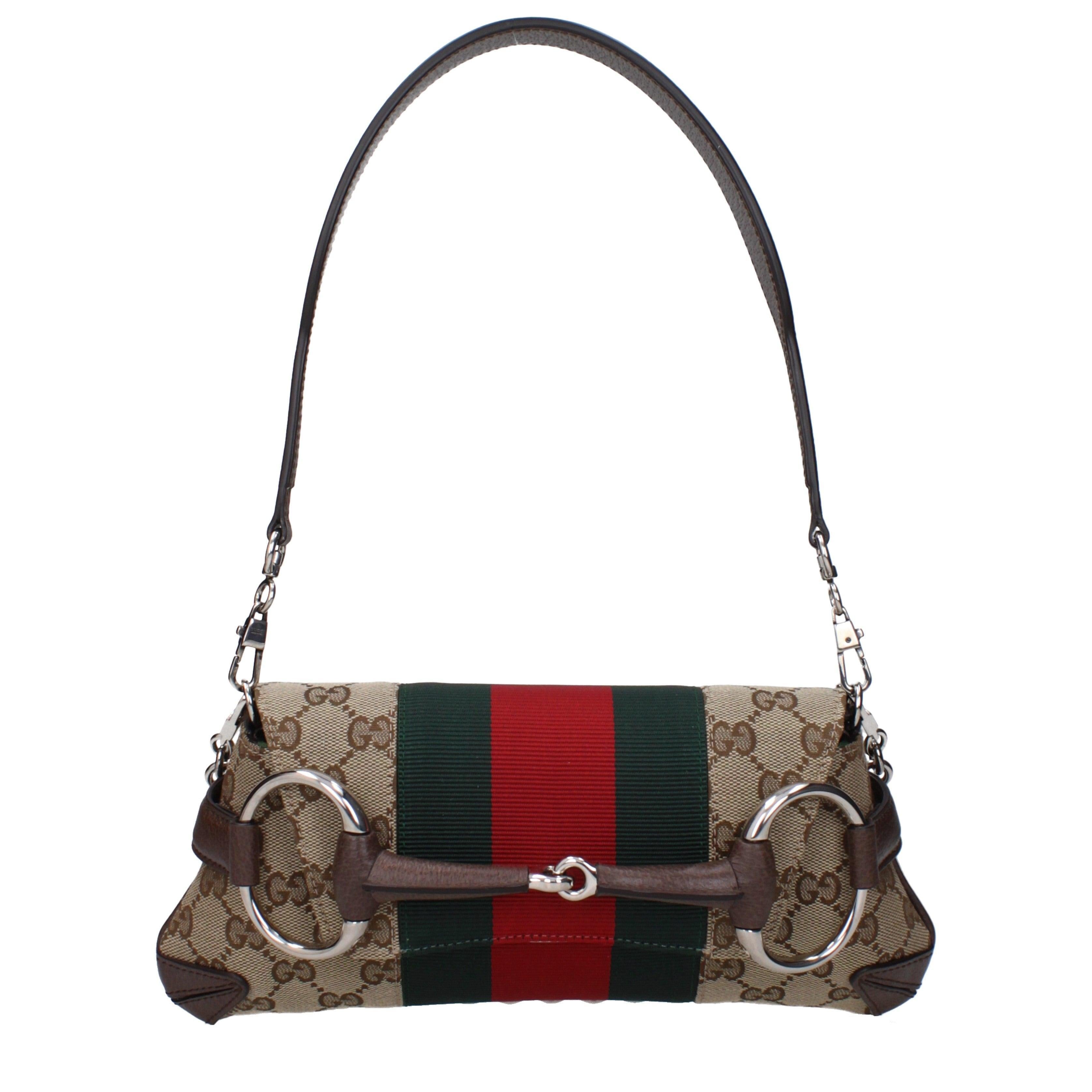Gucci Small Horsebit Chain Shoulder Bag in GG Canvas