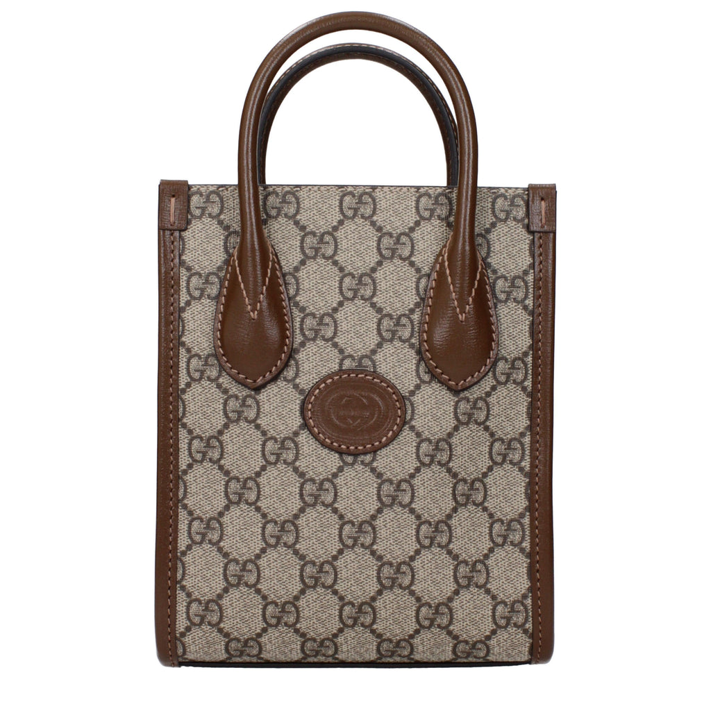 Gucci GG Supreme Mini Tote Bag in Beige and Brown Leather