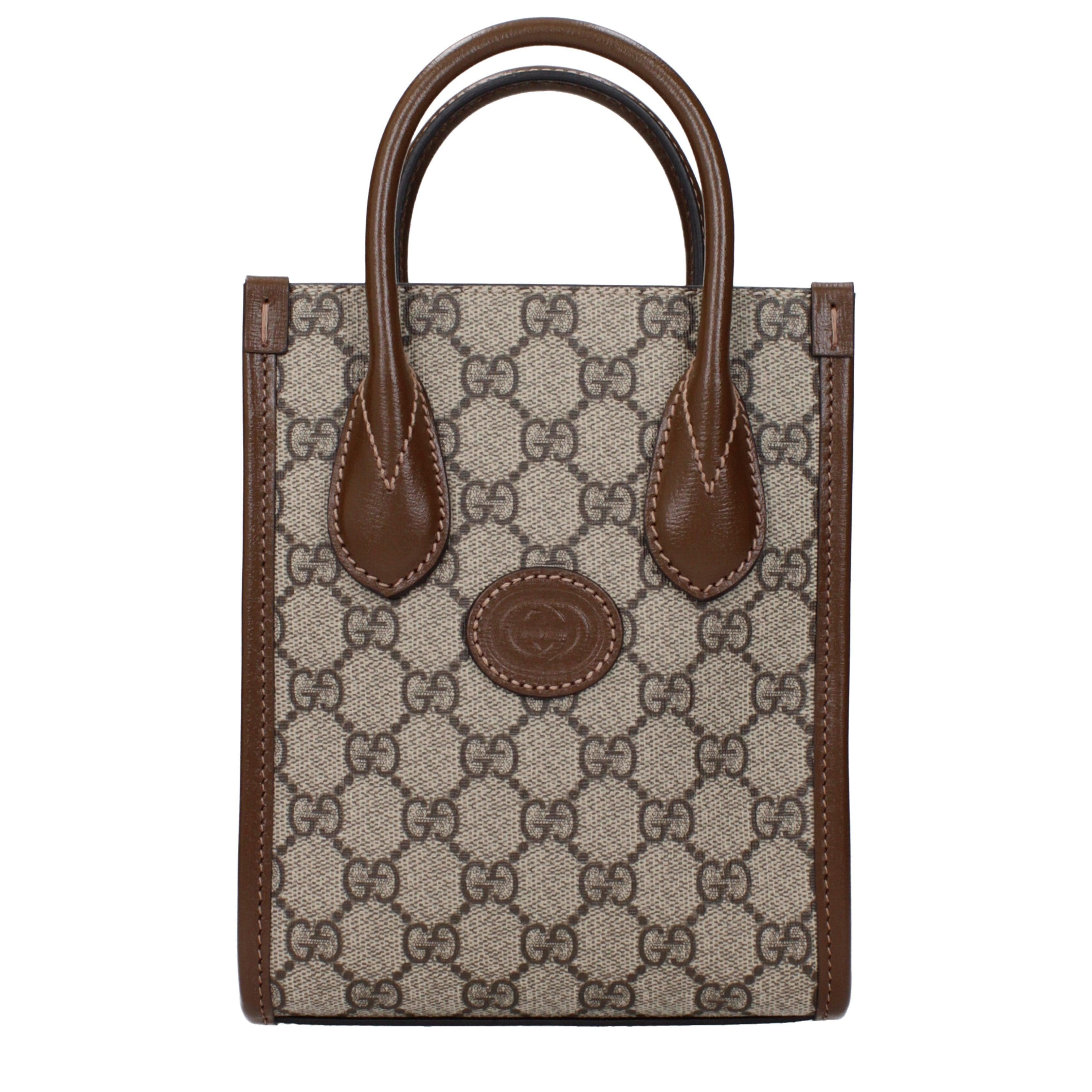 Gucci GG Supreme Mini Tote Bag in Beige and Brown Leather