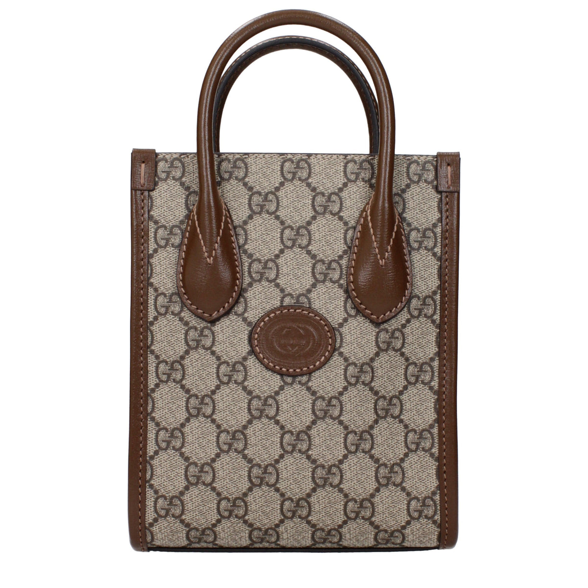 Gucci GG Supreme Mini Tote Bag in Beige and Brown Leather