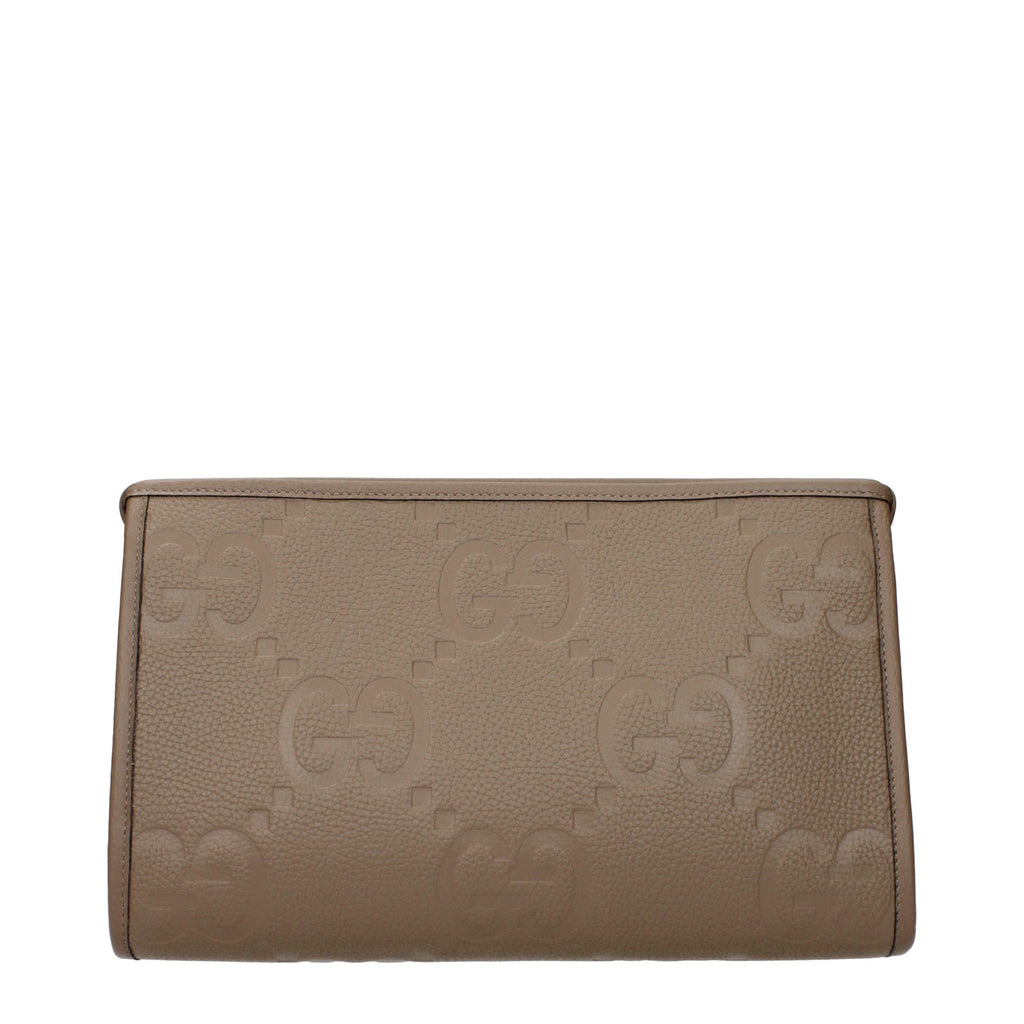 Gucci Women's GG Embossed Brown Leather Clutch