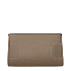 Gucci Women's GG Embossed Brown Leather Clutch