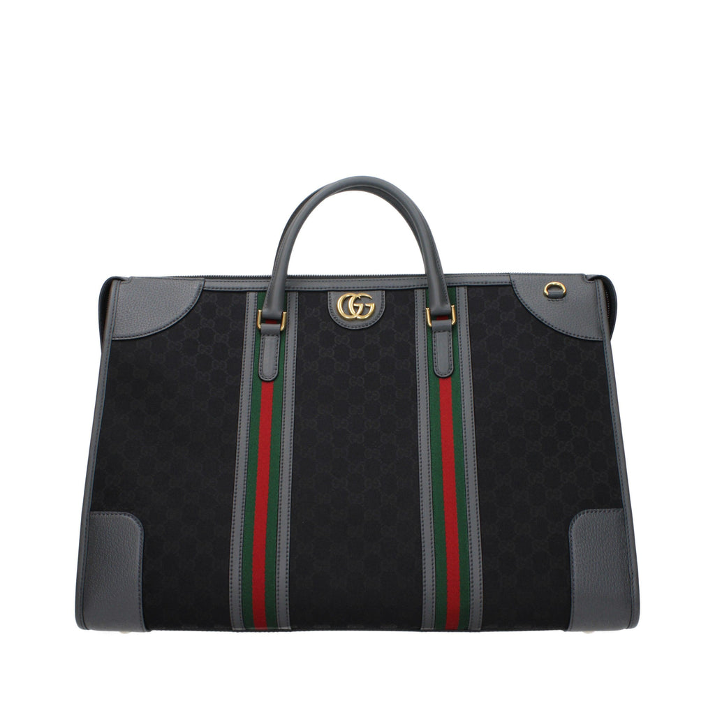 Gucci Large GG Supreme Canvas Duffle Bag with Web Stripe