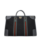 Gucci Large GG Supreme Canvas Duffle Bag with Web Stripe