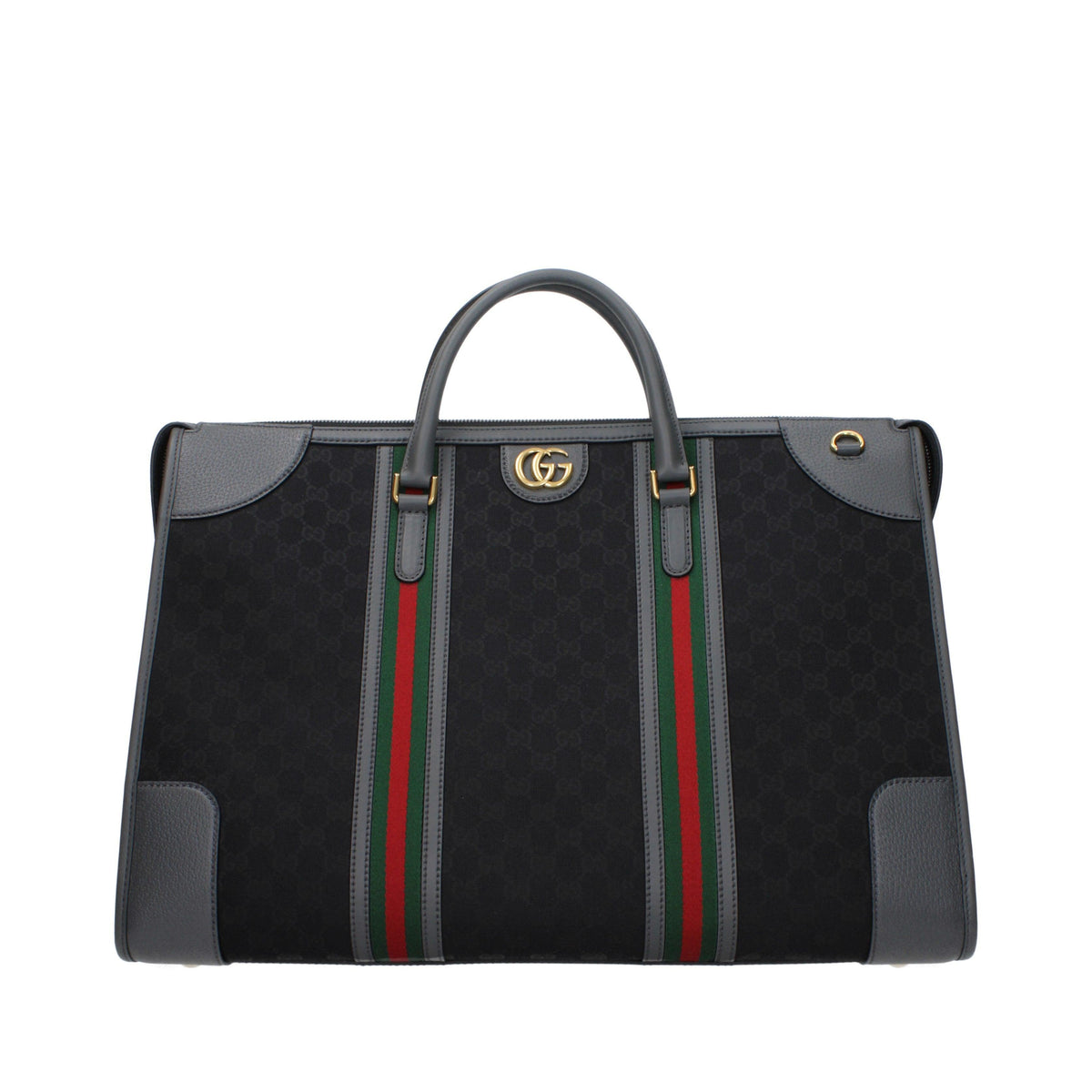 Gucci Large GG Supreme Canvas Duffle Bag with Web Stripe