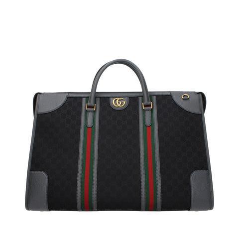 Gucci Large GG Supreme Canvas Duffle Bag with Web Stripe