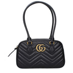 Gucci Small GG Marmont Shoulder Bag in Black Matelassé Leather