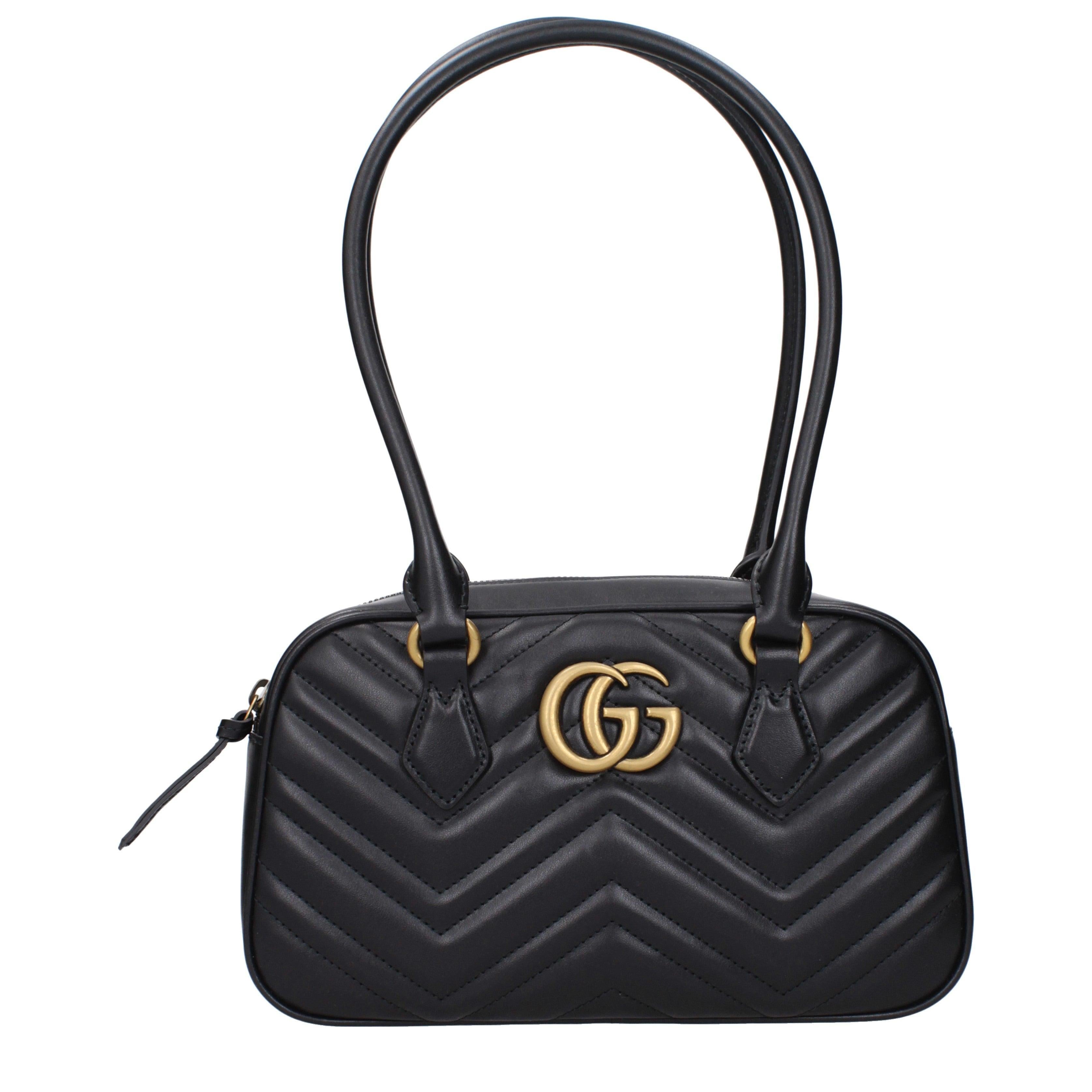 Gucci Small GG Marmont Shoulder Bag in Black Matelassé Leather