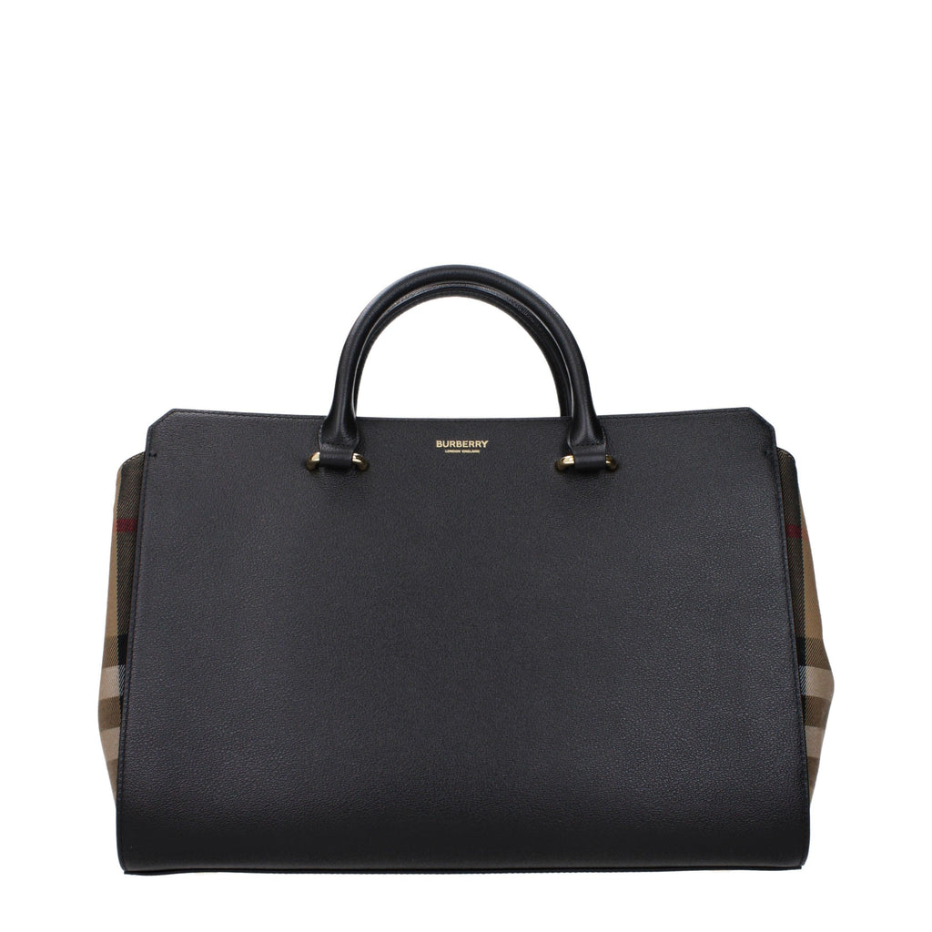Burberry Banwell Top Handle Bag – Black & Beige Leather