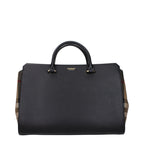 Burberry Banwell Top Handle Bag – Black & Beige Leather