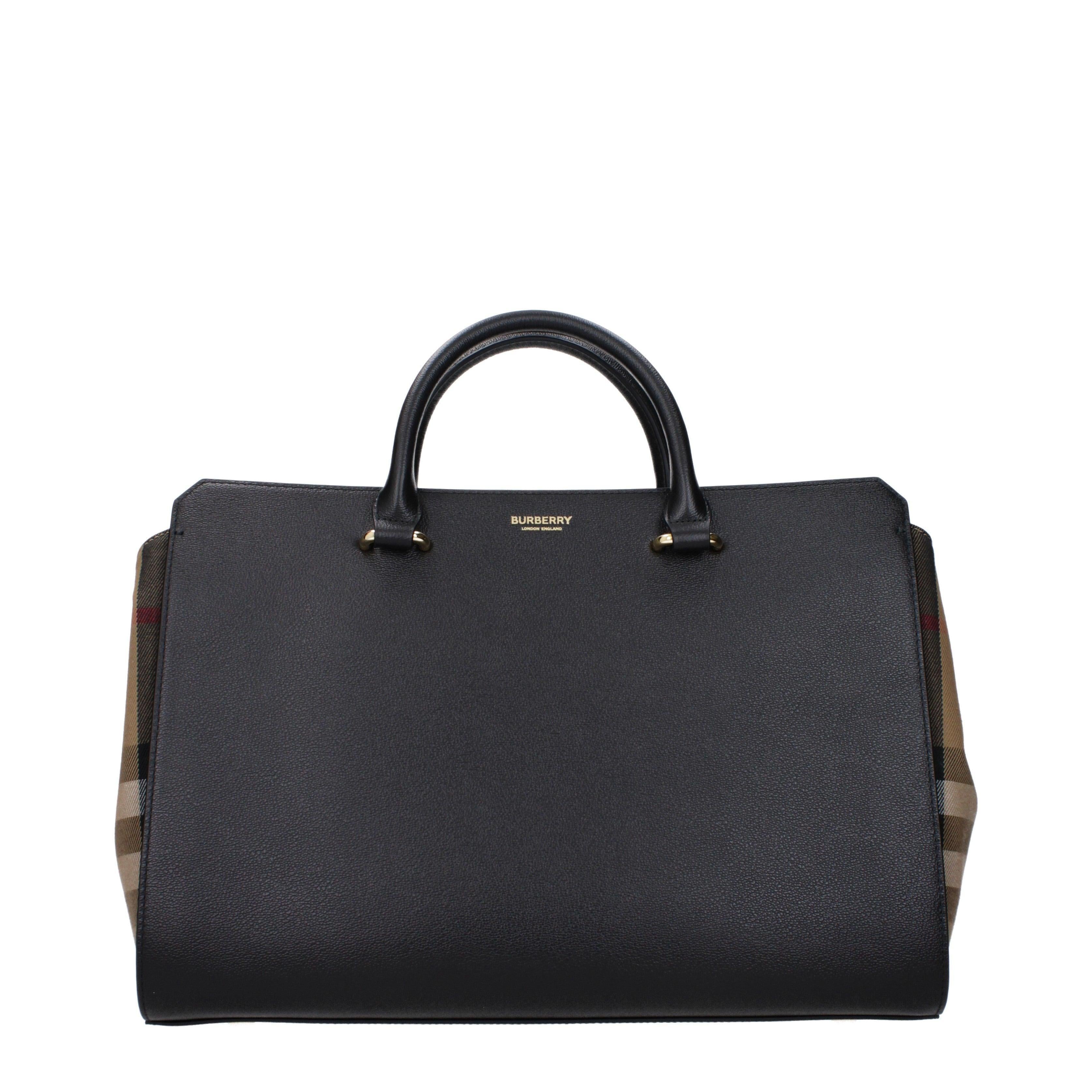 Burberry Banwell Top Handle Bag – Black & Beige Leather