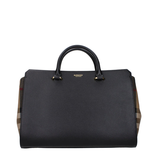 Burberry Banwell Top Handle Bag – Black & Beige Leather