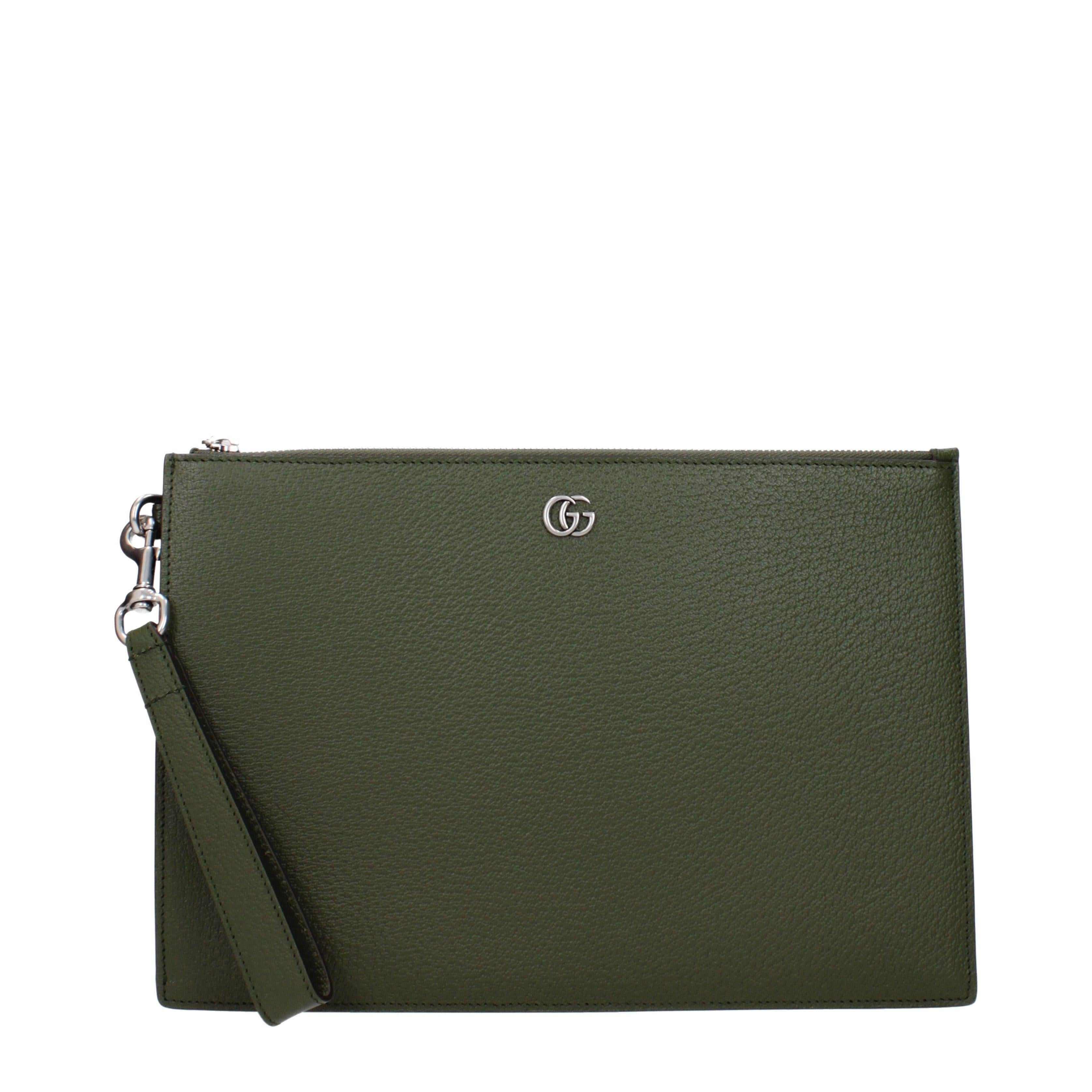 Gucci GG Marmont Fatigue Green Leather Pouch Main image