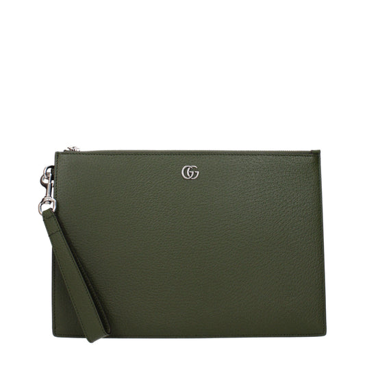 Gucci GG Marmont Fatigue Green Leather Pouch