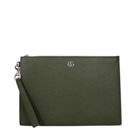 Gucci GG Marmont Fatigue Green Leather Pouch