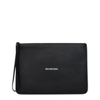 Balenciaga Large Leather Clutch Bag – Black