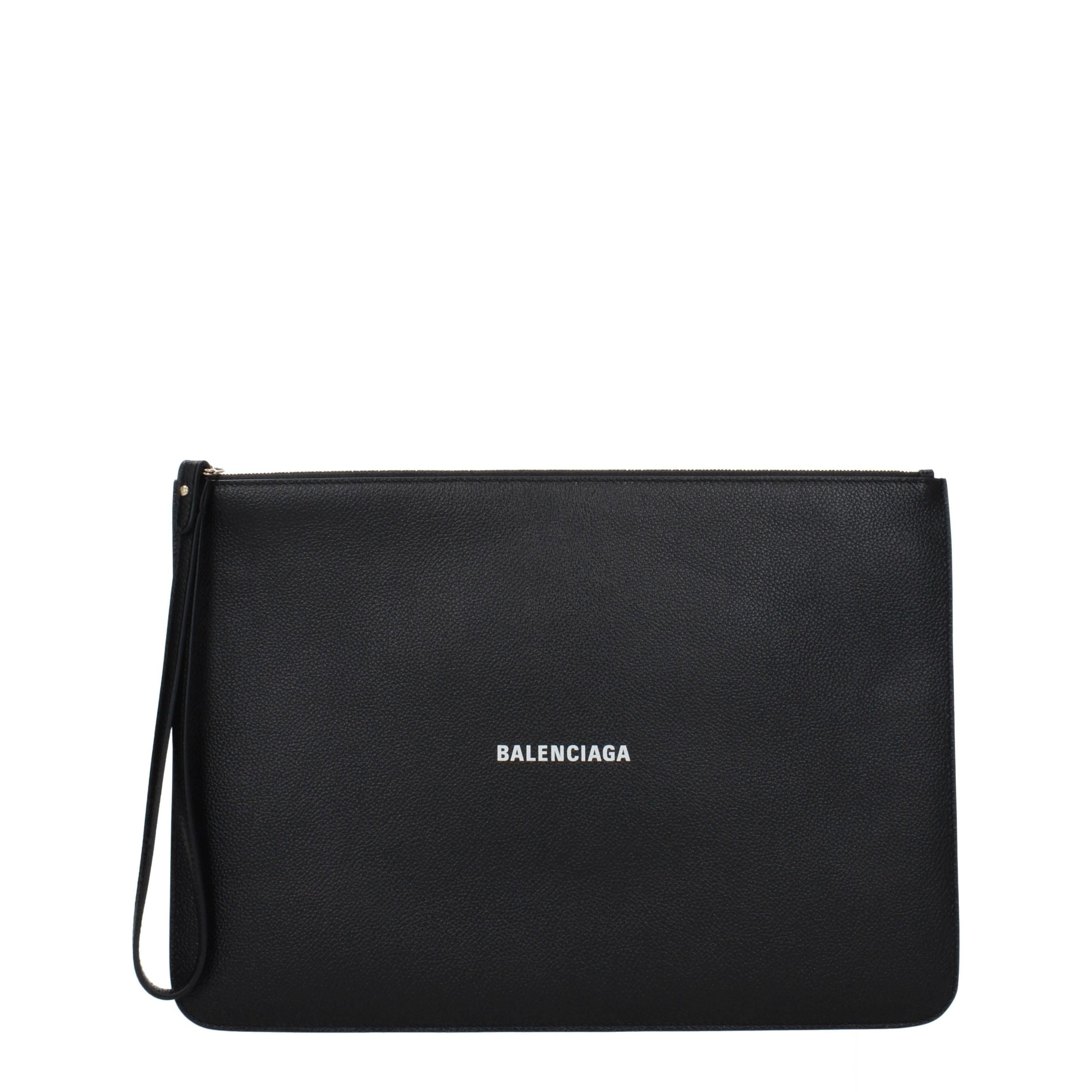 Balenciaga Large Leather Clutch Bag – Black