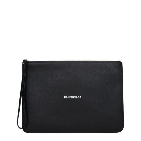 Balenciaga Large Leather Clutch Bag – Black