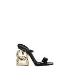 Dolce & Gabbana Women’s DG Logo Sculpted Heel Sandals – Black & Gold