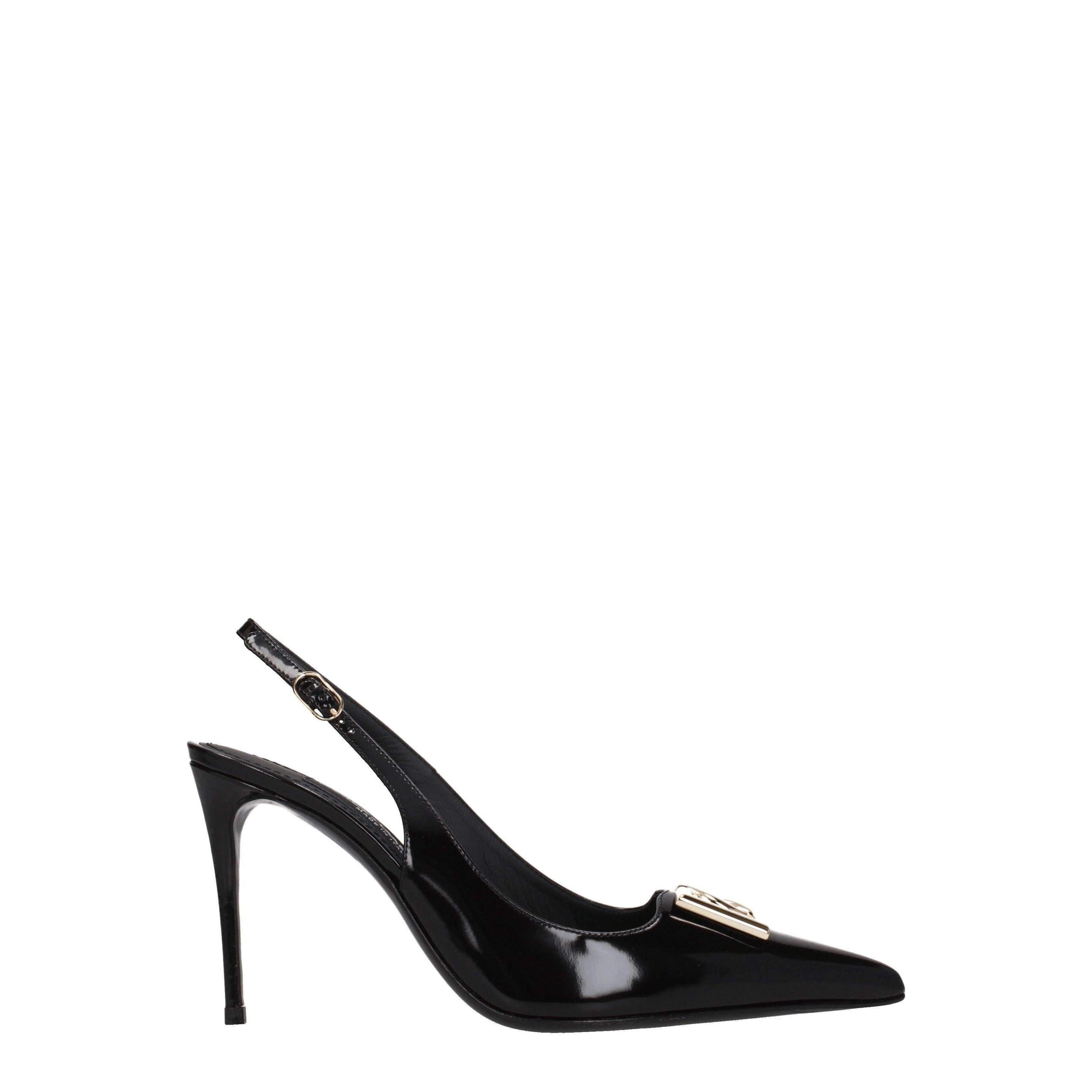 Dolce & Gabbana Women's Slingback Patent Leather Heels with Logo Detail