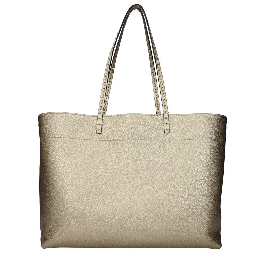 Fendi Medium Roll Gold Selleria shopper with 218 hand-sewn topstitches