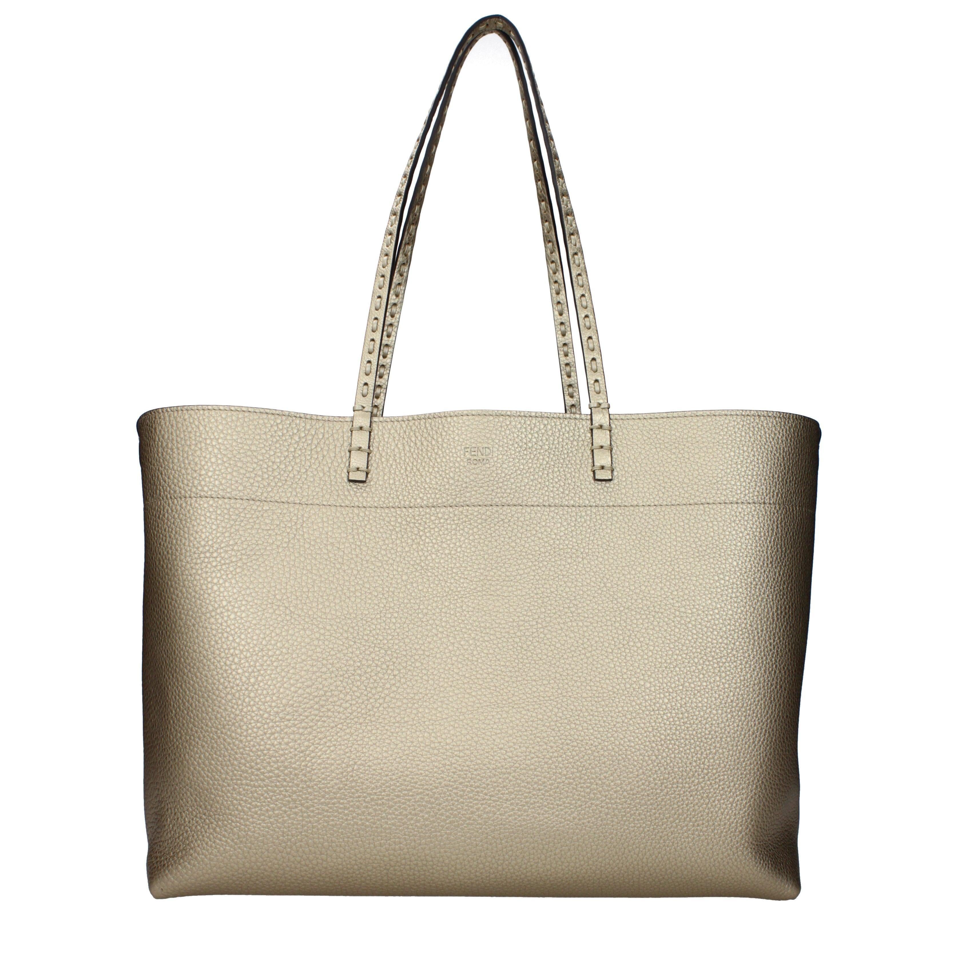 Fendi Medium Roll Gold Selleria shopper with 218 hand-sewn topstitches