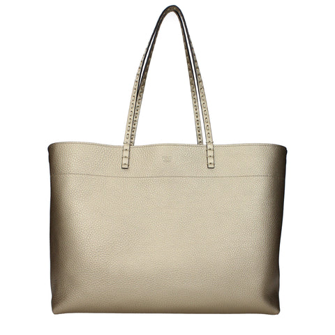Fendi Medium Roll Gold Selleria shopper with 218 hand-sewn topstitches