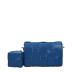 Bottega Veneta Women’s Maxi Intrecciato Blue Leather Bag with AirPods Pouch