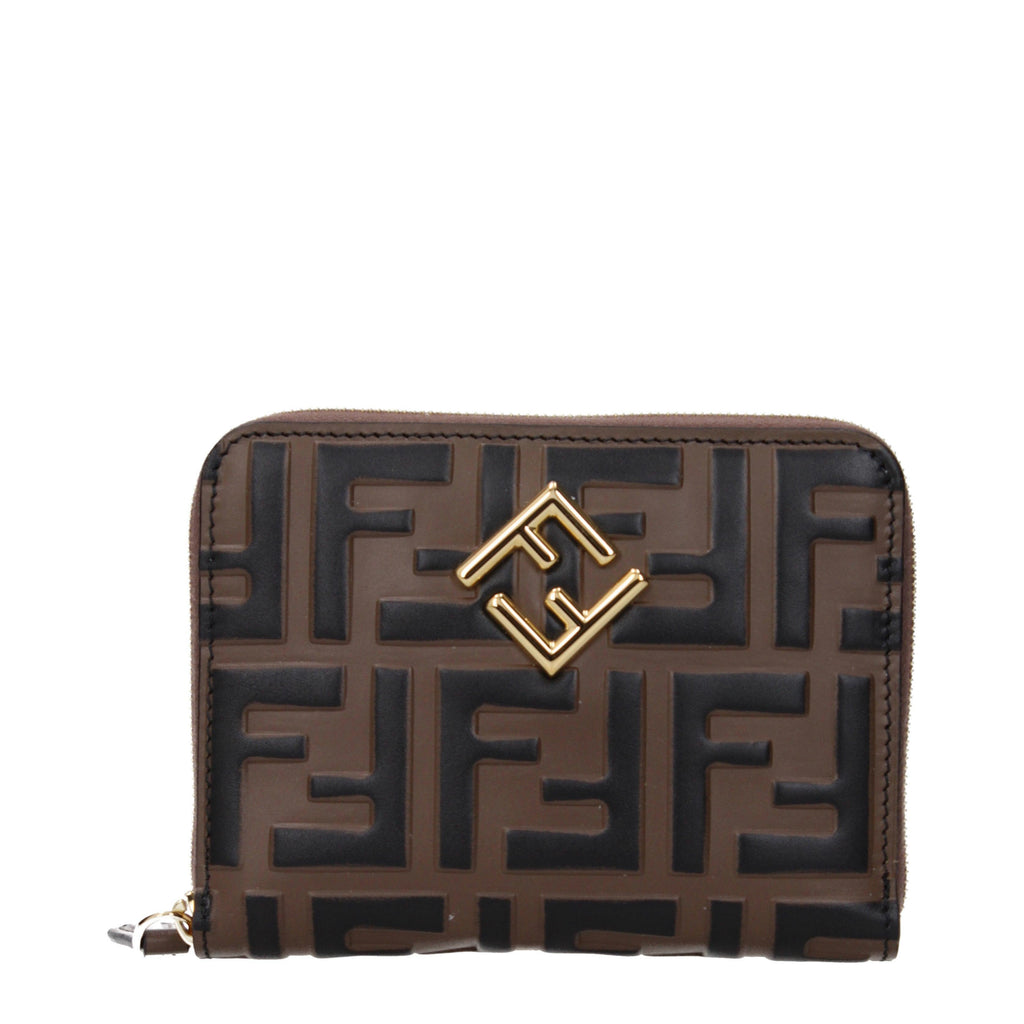 Fendi Women's FF Embossed Brown Leather Wallet