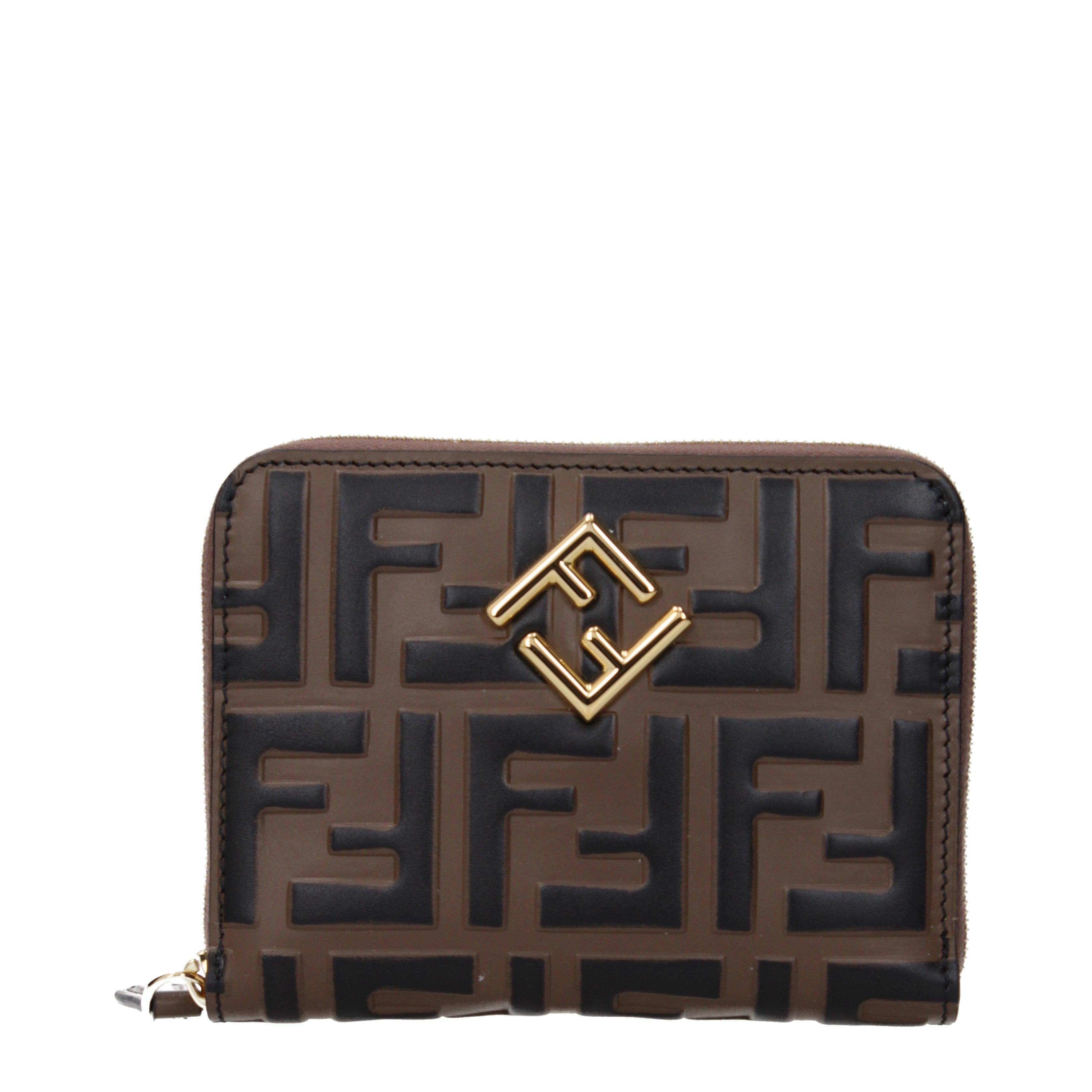 Fendi Women's FF Embossed Brown Leather Wallet