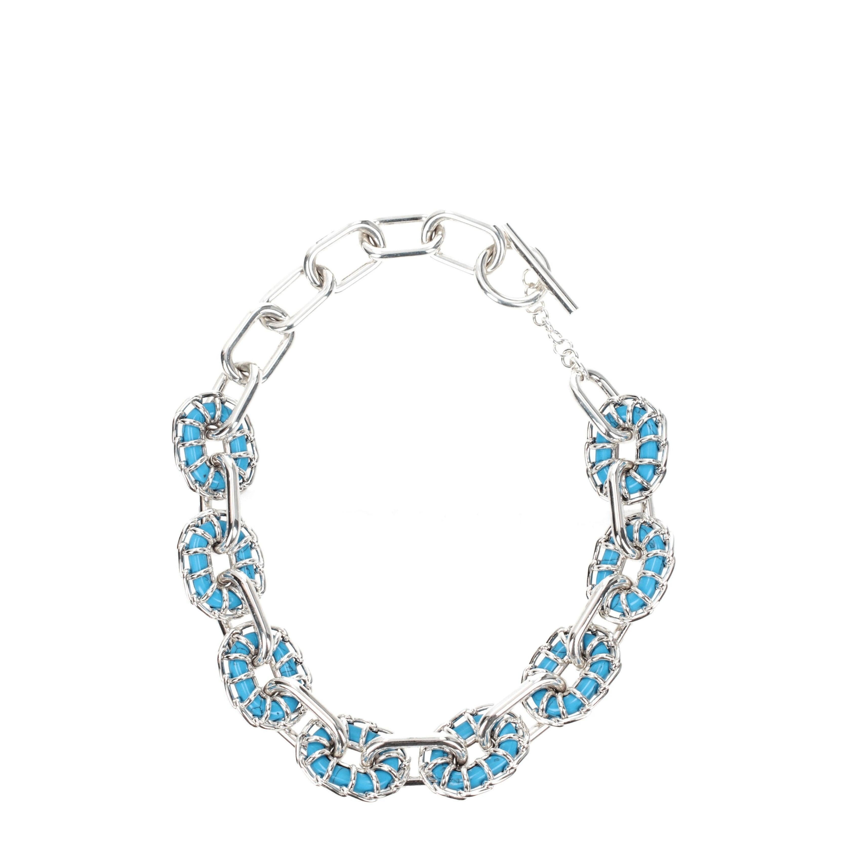Bottega Veneta Exclusive Silver & Turquoise Statement Necklace