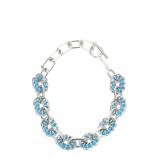 Bottega Veneta Exclusive Silver & Turquoise Statement Necklace